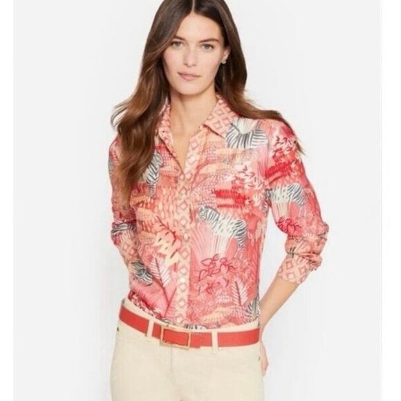 J McLaughlin Darcey Silk Viscose Button Up Shirt Animal Print Sz XS Zebra - Picture 11 of 11